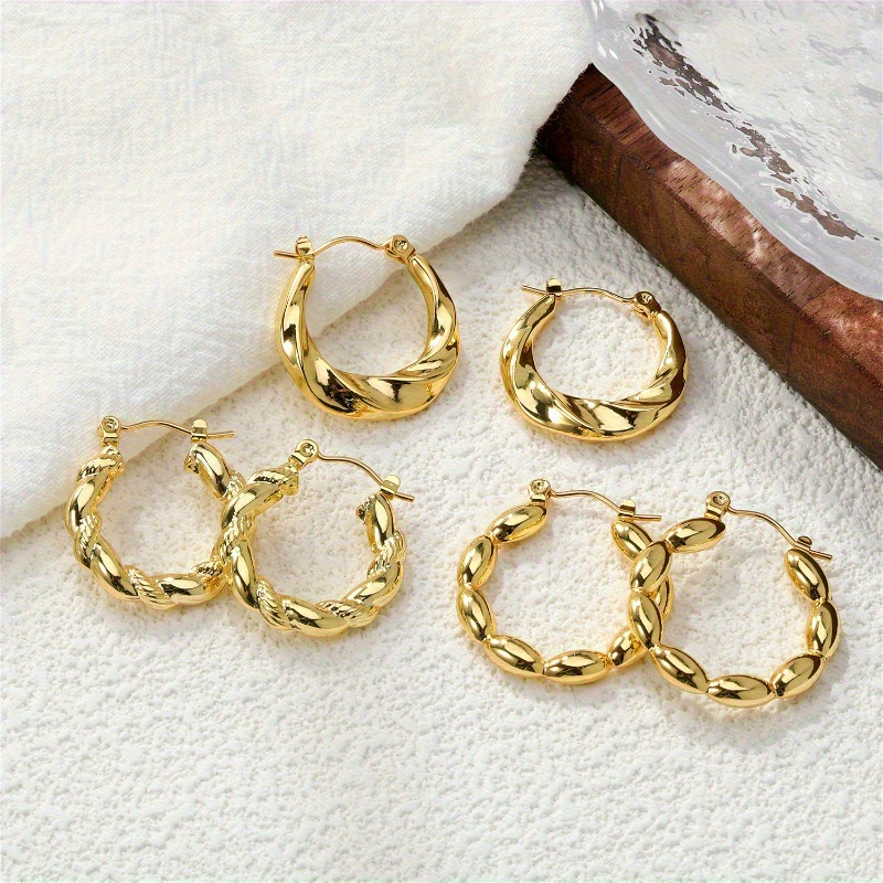 6pcs Women's Classic Luxury Twisted Hoop Earring Set